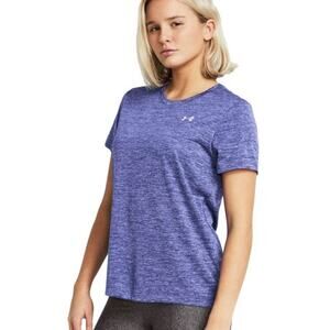 Under Armour UA Twist Womens V-Neck Short Sleeve Tee Size M Blue Wicking Stretch